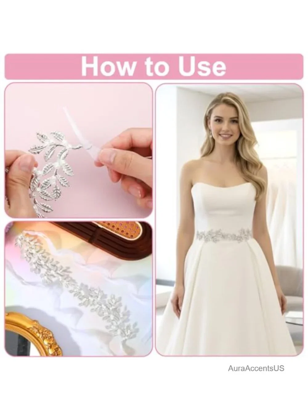 Silver Leaf Pearl Bridal Belt with Organza - Adjustable Wedding Sash